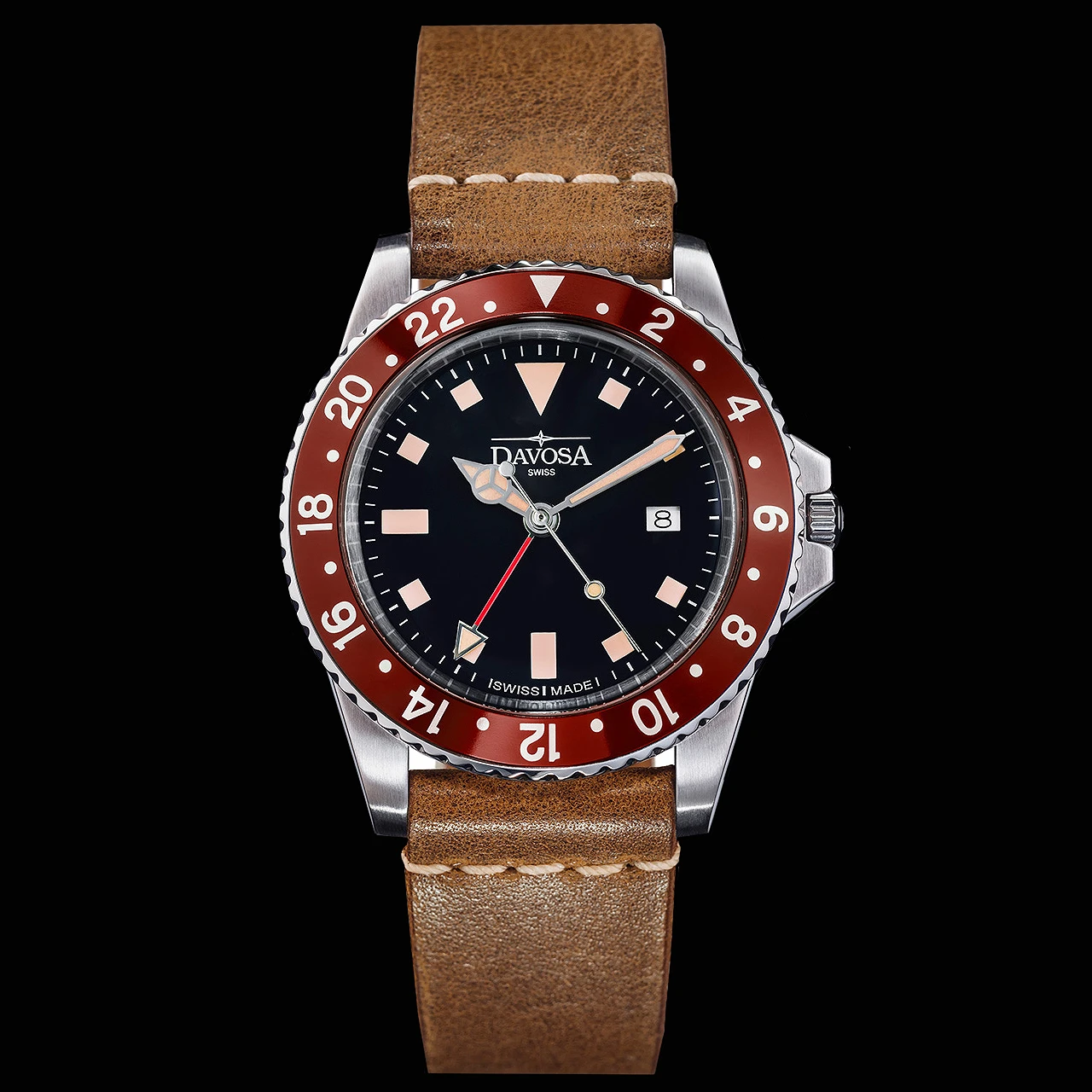 Davosa Vintage Diver Quartz Burgundy 4 Davosa Vintage Diver Quartz Burgundy - Image 2