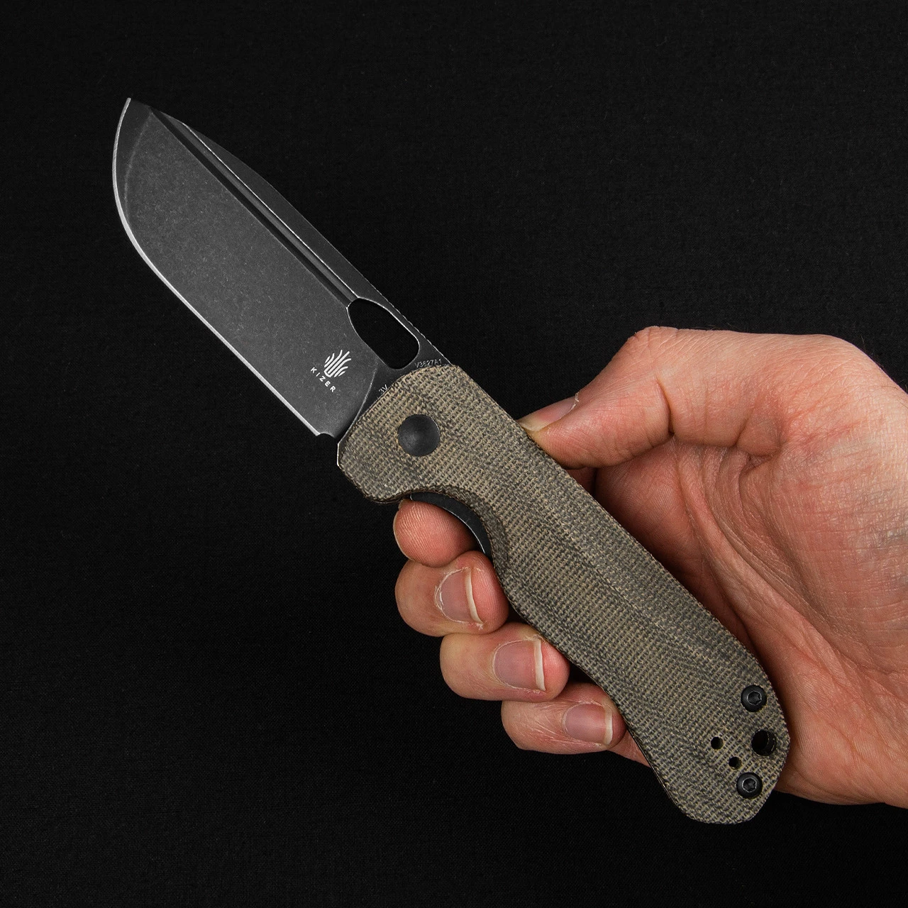 Kizer Bugai Micarta Black Folding Knife 4 Kizer Bugai Micarta Black Folding Knife - Image 2