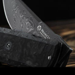 Maserin Silver 410 Fat Carbon Damascus Folding Knife -Survivor Gear Shop MAS410DNdet4 96962.1689327732